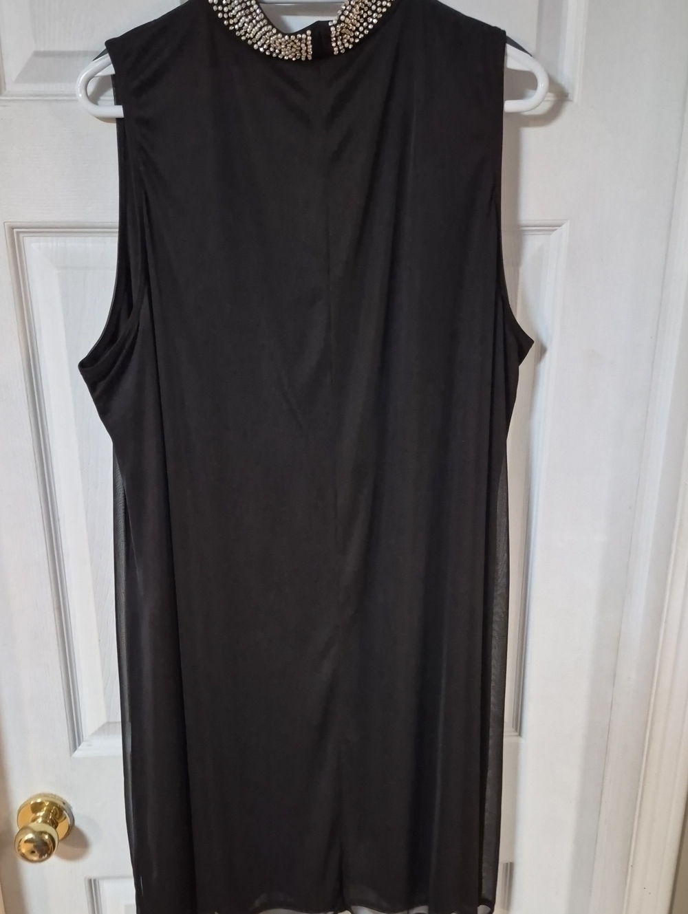 Beaded Collar Sleeveless Black Dress